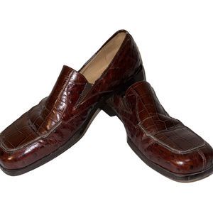 Florsheim Men’s Shoes 14D Barletta Ostrich Croc Leather Brown 11792
